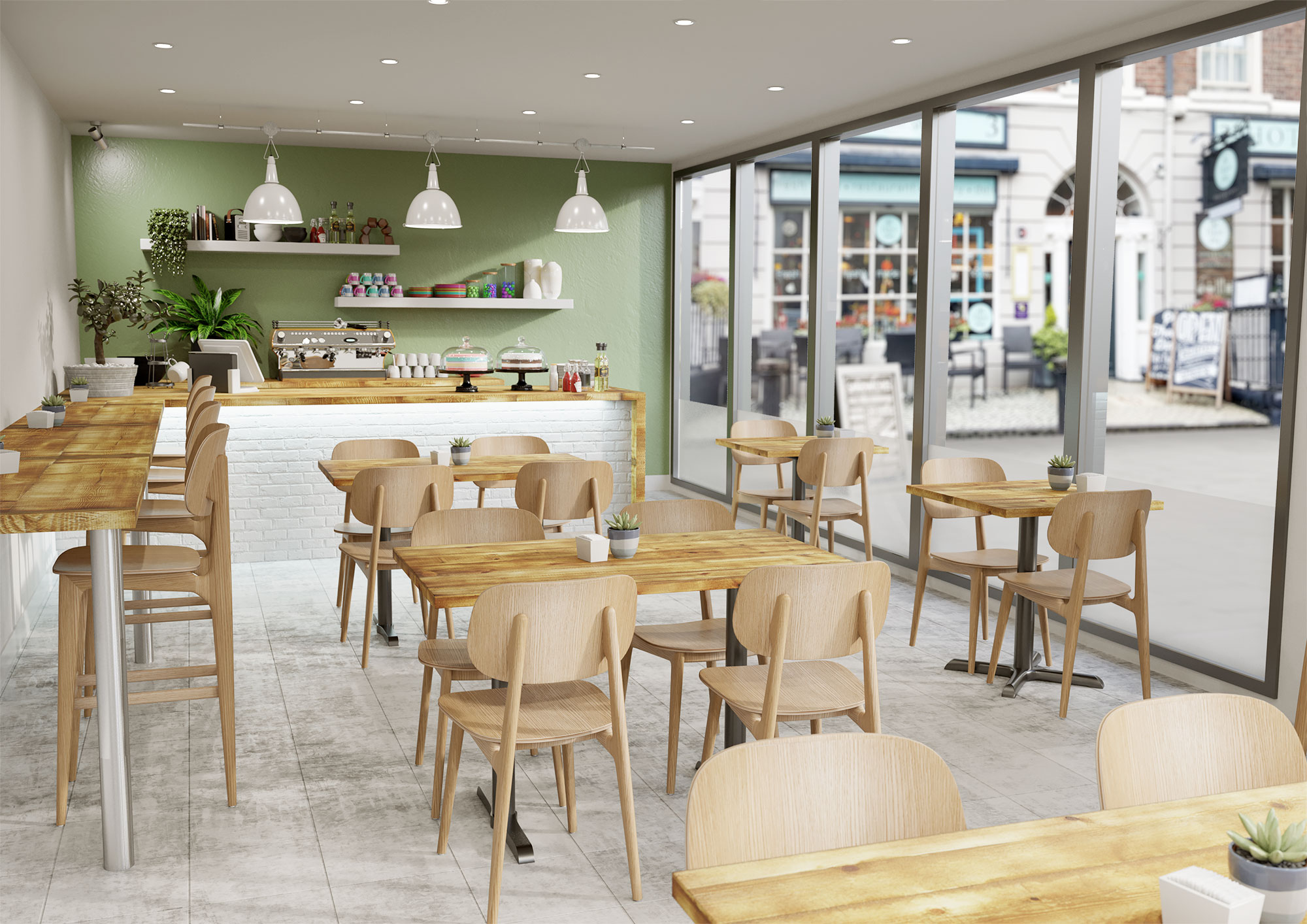 Marcelo Side Chairs and Bar Stools in a café